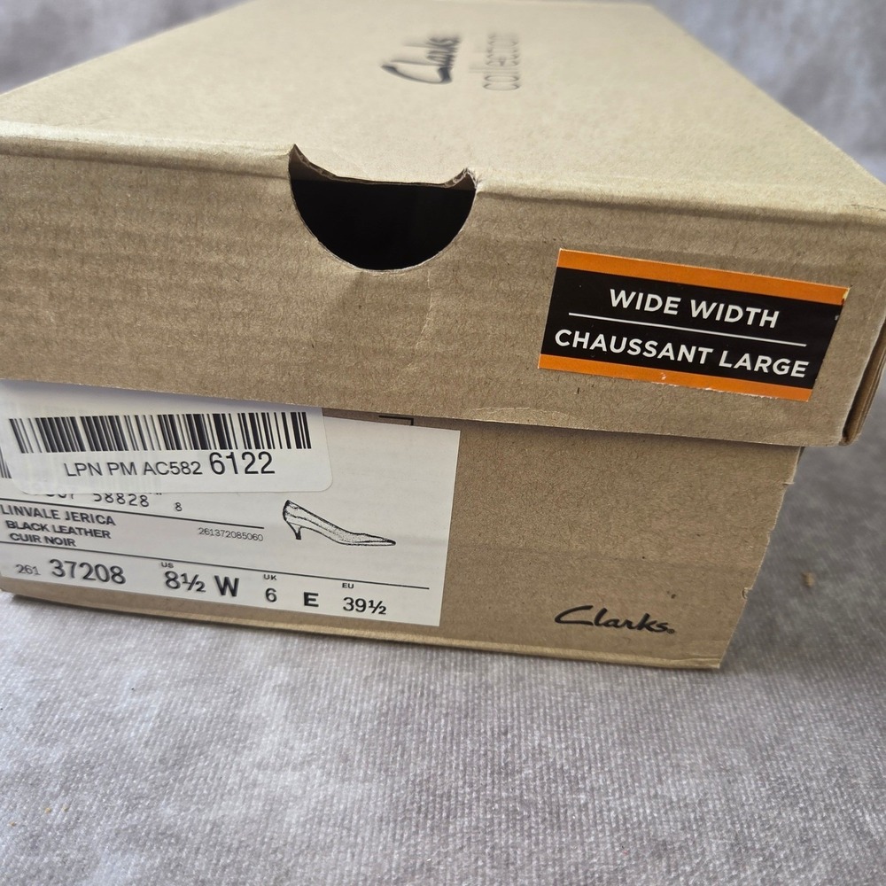 Clarks Linvale Jerica Black Leather Kitten Heel Pumps Womens 8.5 W Wide 26137208 - Picture 8 of 8
